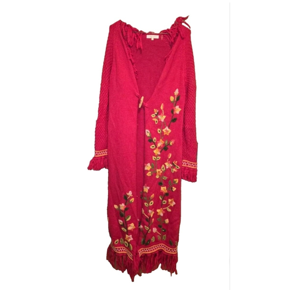 LoveShackFancy Valencia Duster Sweater Cardigan Pink